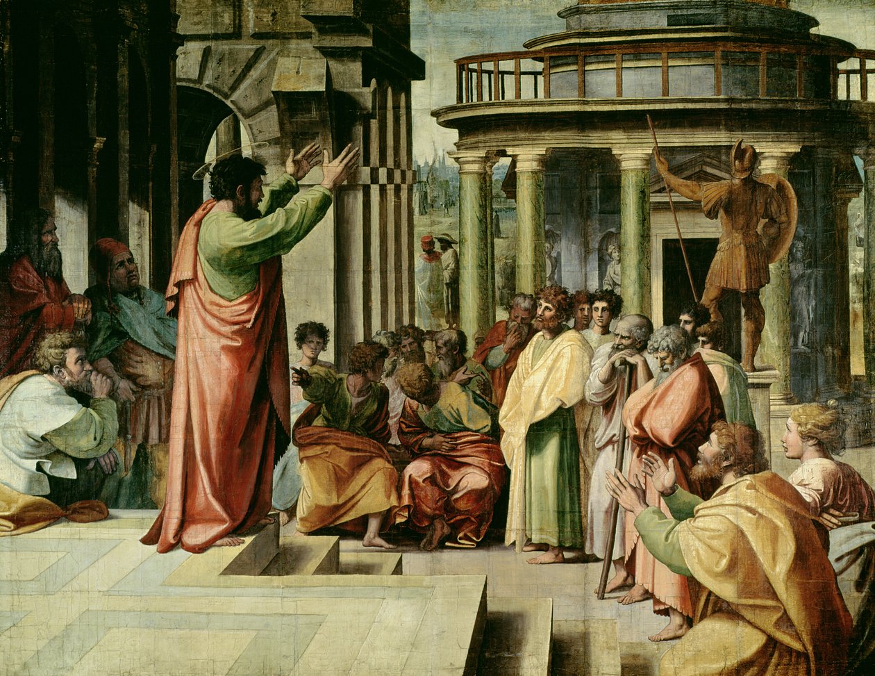 Paulus predikar i Aten (teckning för det Sixtinska kapellet) (FÖR RESTORATIONEN) av Raffaello Sanzio Raphael