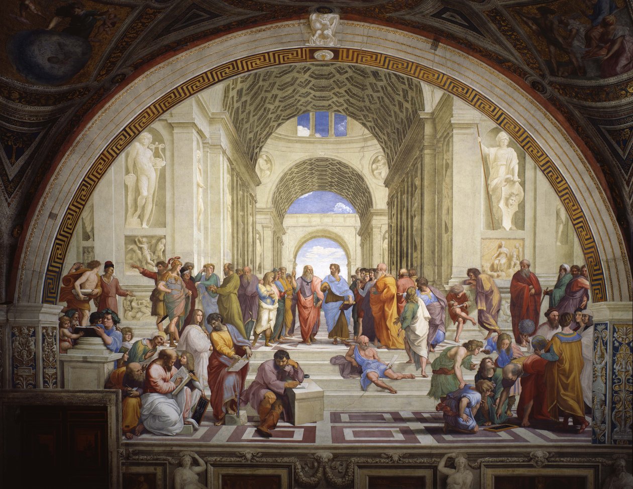 Stanza della Segnatura im Vatikan für Papst Julius II., Wandfresko av Raffaello Sanzio Raphael