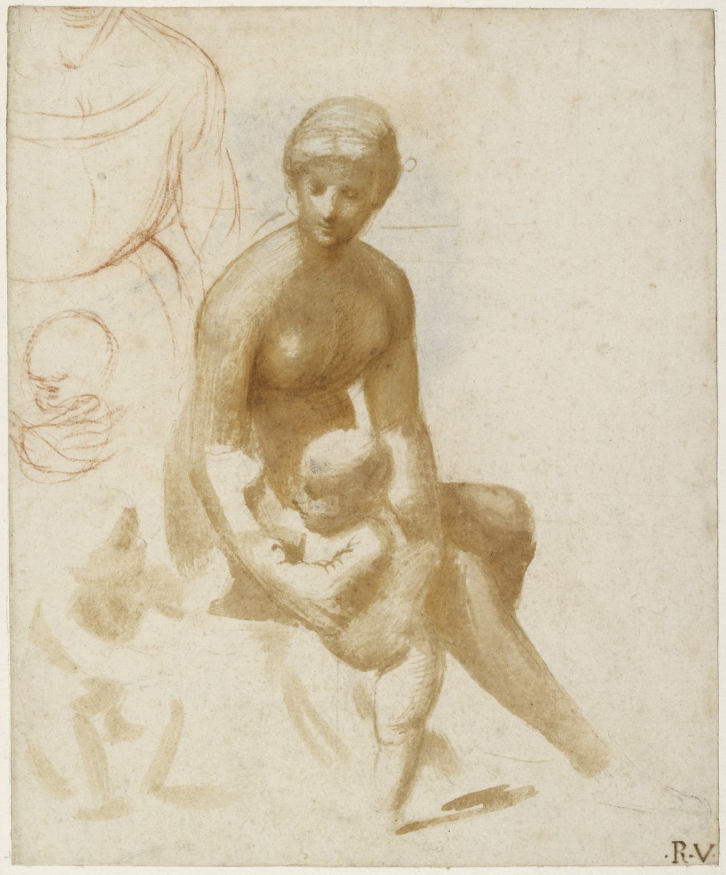 Studies for a Virgin and Child with the Infant St John, WA1846.161 av Raffaello Sanzio Raphael