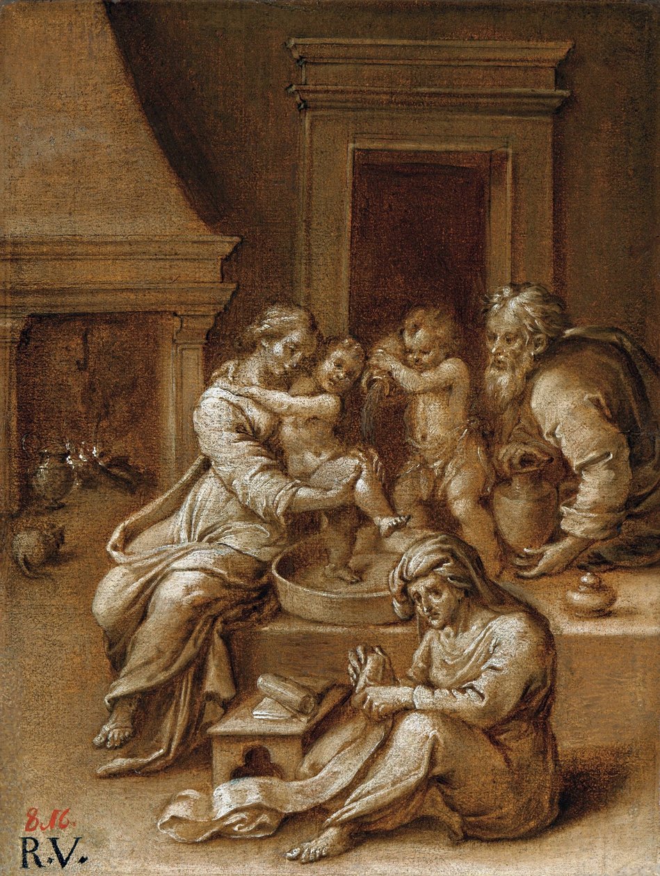The Bath of the Child Jesus. av Raffaello Sanzio Raphael
