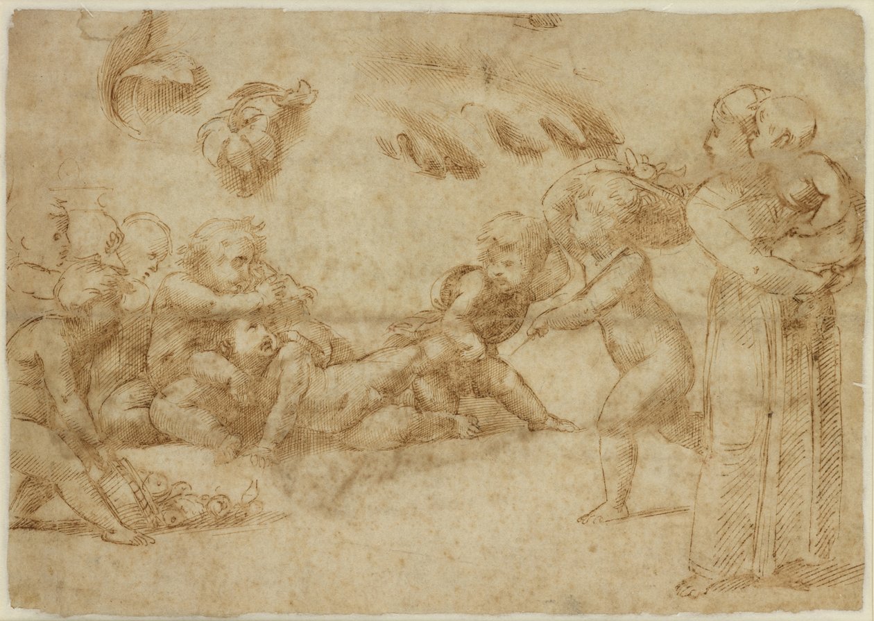 Verso: Amorini på spel, WA1846.169 av Raffaello Sanzio Raphael