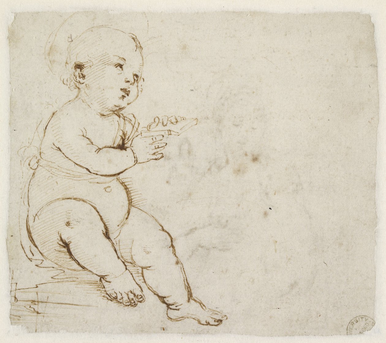 Verso: Study for the Christ Child, WA1846.152a av Raffaello Sanzio Raphael