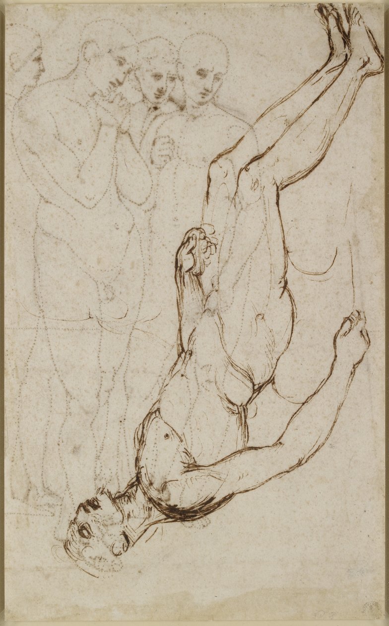 Verso: Studie av Kristi kropp i en Pietà, WA1846.171 av Raffaello Sanzio Raphael