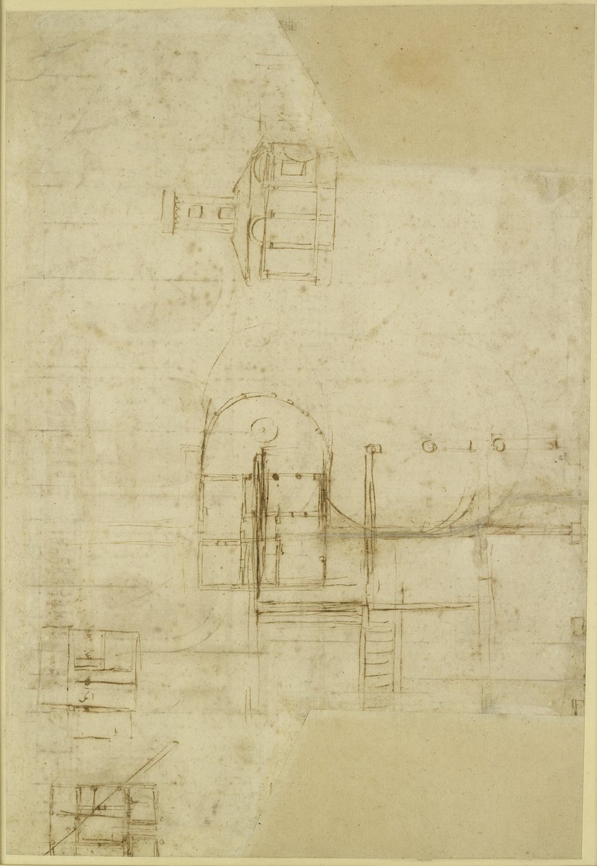 Verso: Diverse grovt skissade grundritningar, WA1846.215 av Raffaello Sanzio Raphael