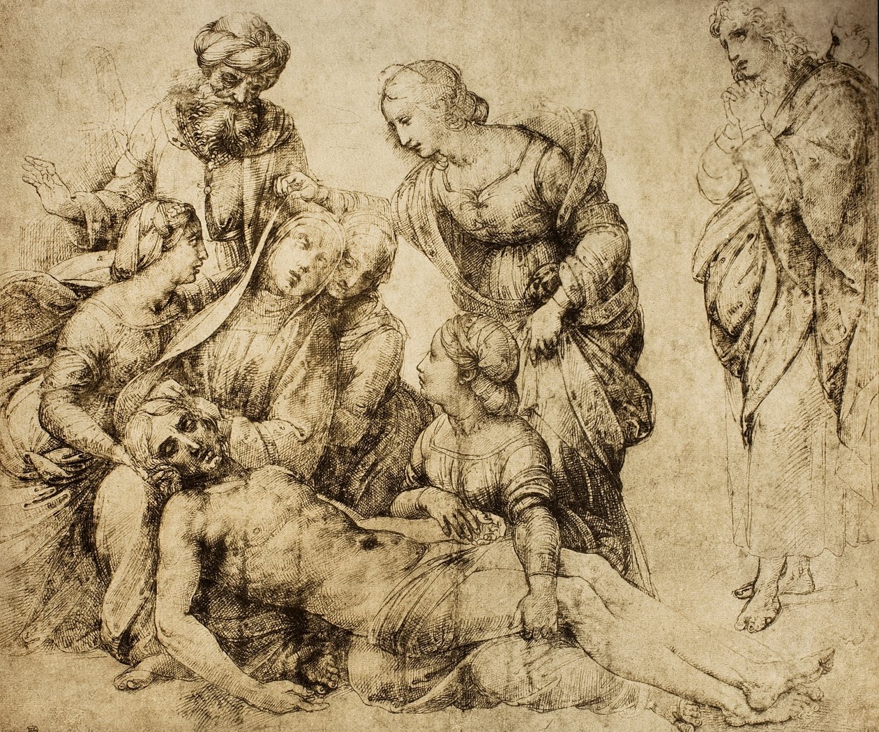 Pietà; teckning av Raphael. Louvren, Paris av Raffaello Sanzio Raphael