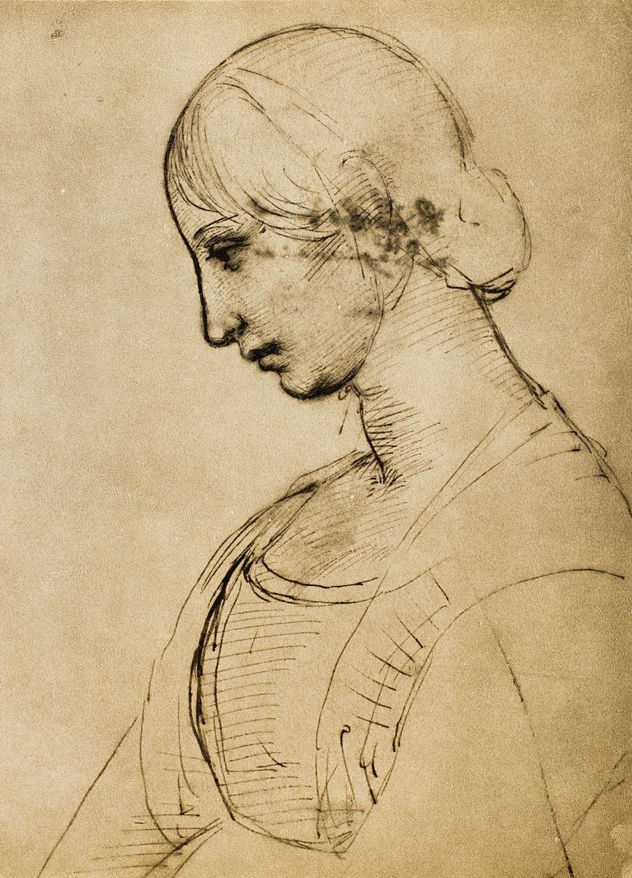 Studera för en Magdalena; teckning av Raphael. Cabinet of Drawings and Prints, Uffizi Gallery, Florens av Raffaello Sanzio Raphael