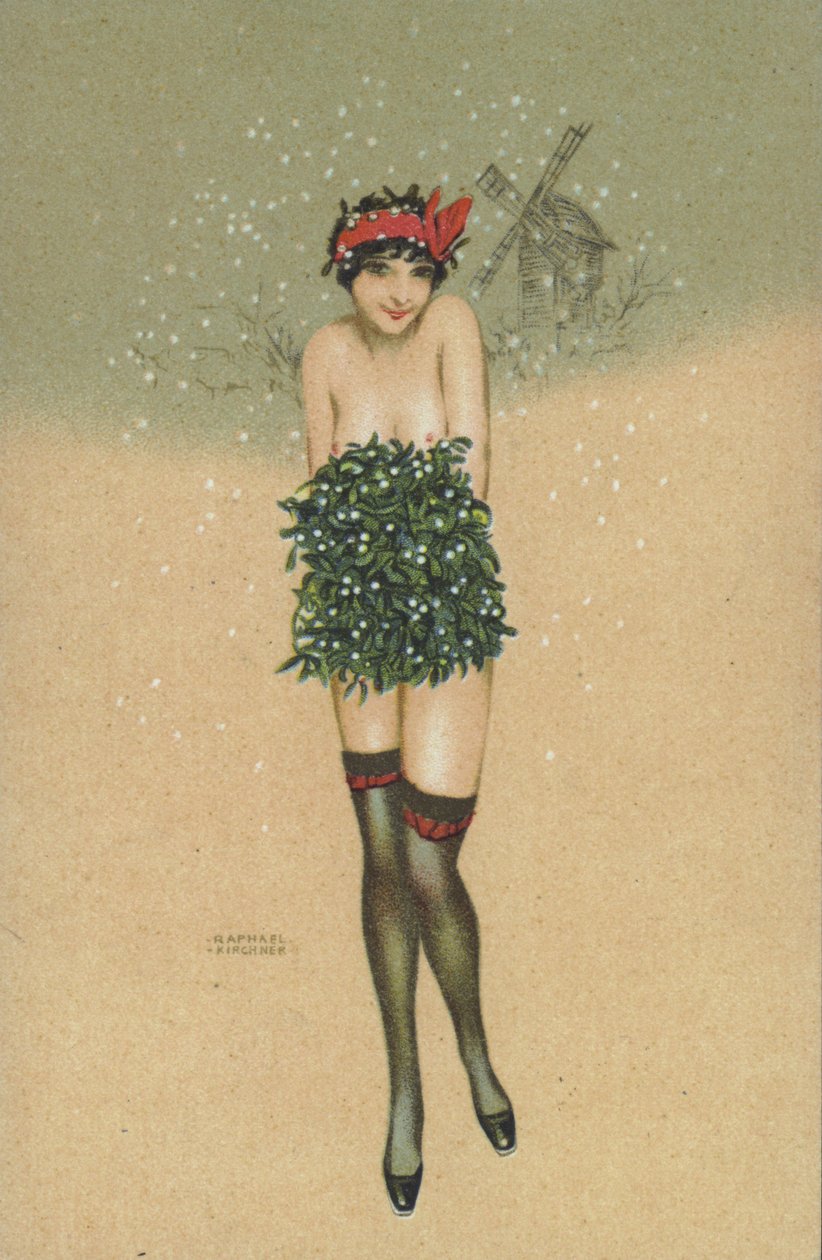 Flicka som bär ett gäng mistel av Raphael Kirchner