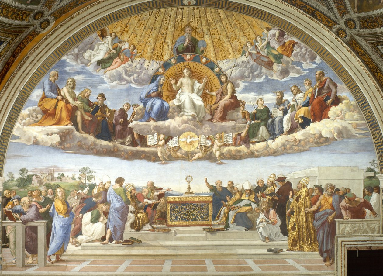 Disputa, från Stanza della Segnatura av Raphael