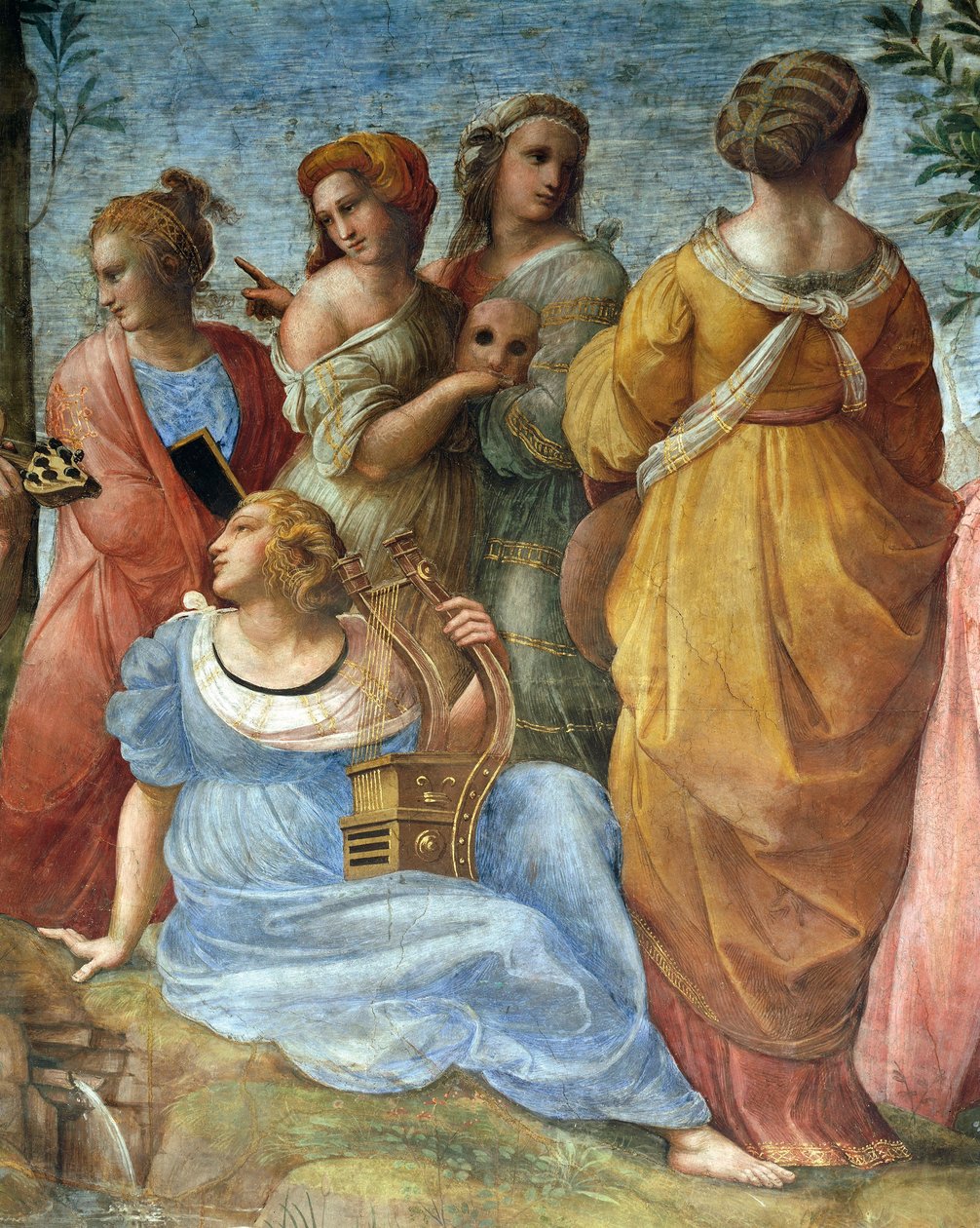 Muserna, detalj av Parnassus av Raphael (1483 1520)