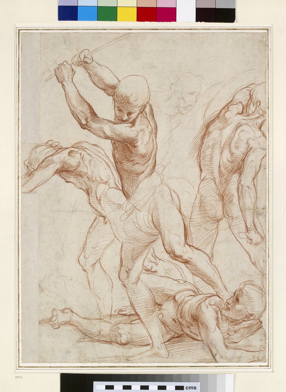 Strid av nakna män (röd krita på papper) av Raffaello Sanzio Raphael