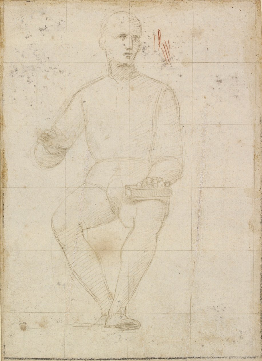 Studie av en sittande man, tidigt 1500-tal av Raphael
