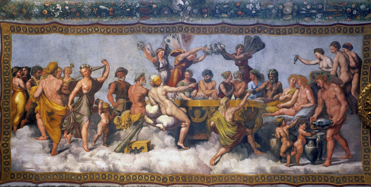 Bröllopsbankett för Amor och Psyche, 1517. av Raphael