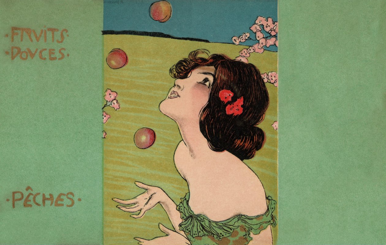 Persikor, ca 1900 (illustration) av Raphael Kirchner
