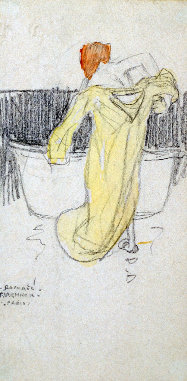 Rödhårig kvinna ... i badrummet, c1900-1917 av Raphael Kirchner