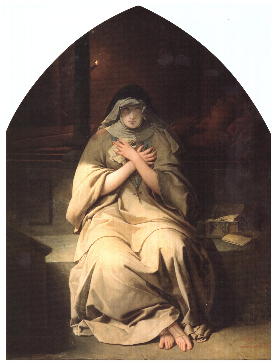 Heloise vid Abélards grav av Raymond Auguste Quinsac Monvoisin