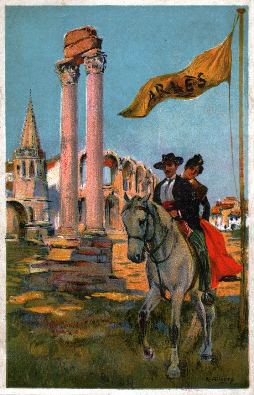 Staden Arles. (Illustration, cirka 1920) av Raymond Allegre