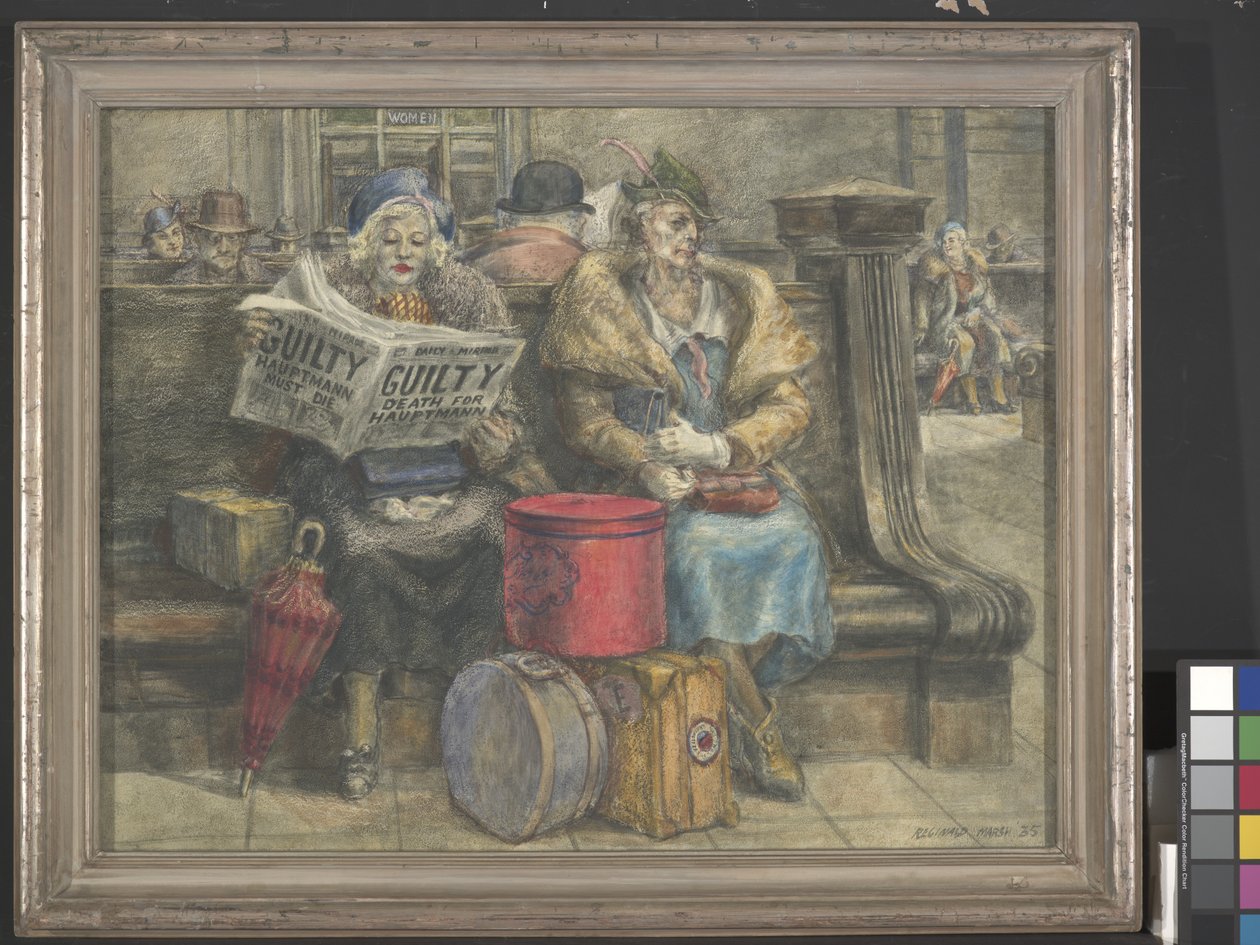 Hauptmann Must Die (äggtempera på masonit) av Reginald Marsh