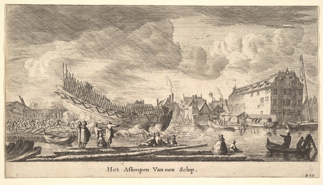 The Launch of a Ship, 1600-talet. av Reinier Zeeman