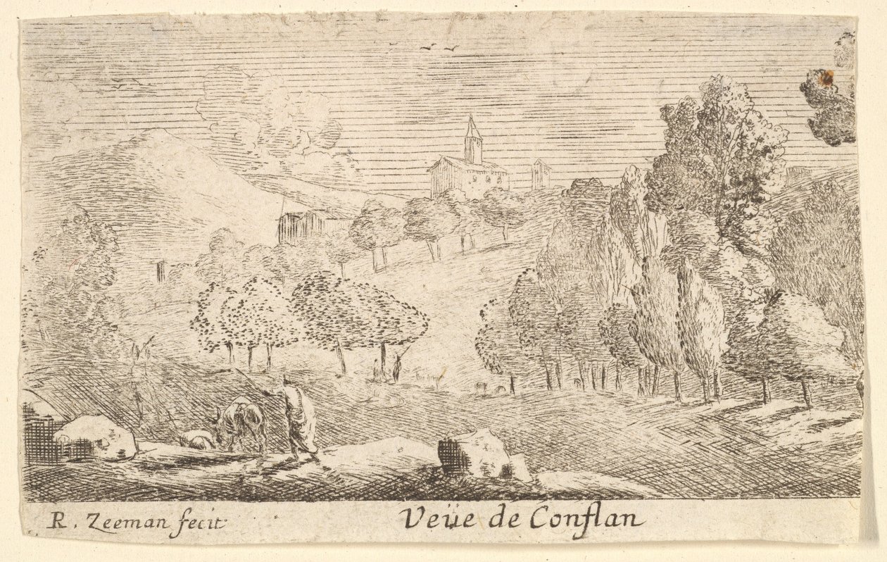 Veüe de Conflans, mitten av 1600-talet. av Reinier Zeeman