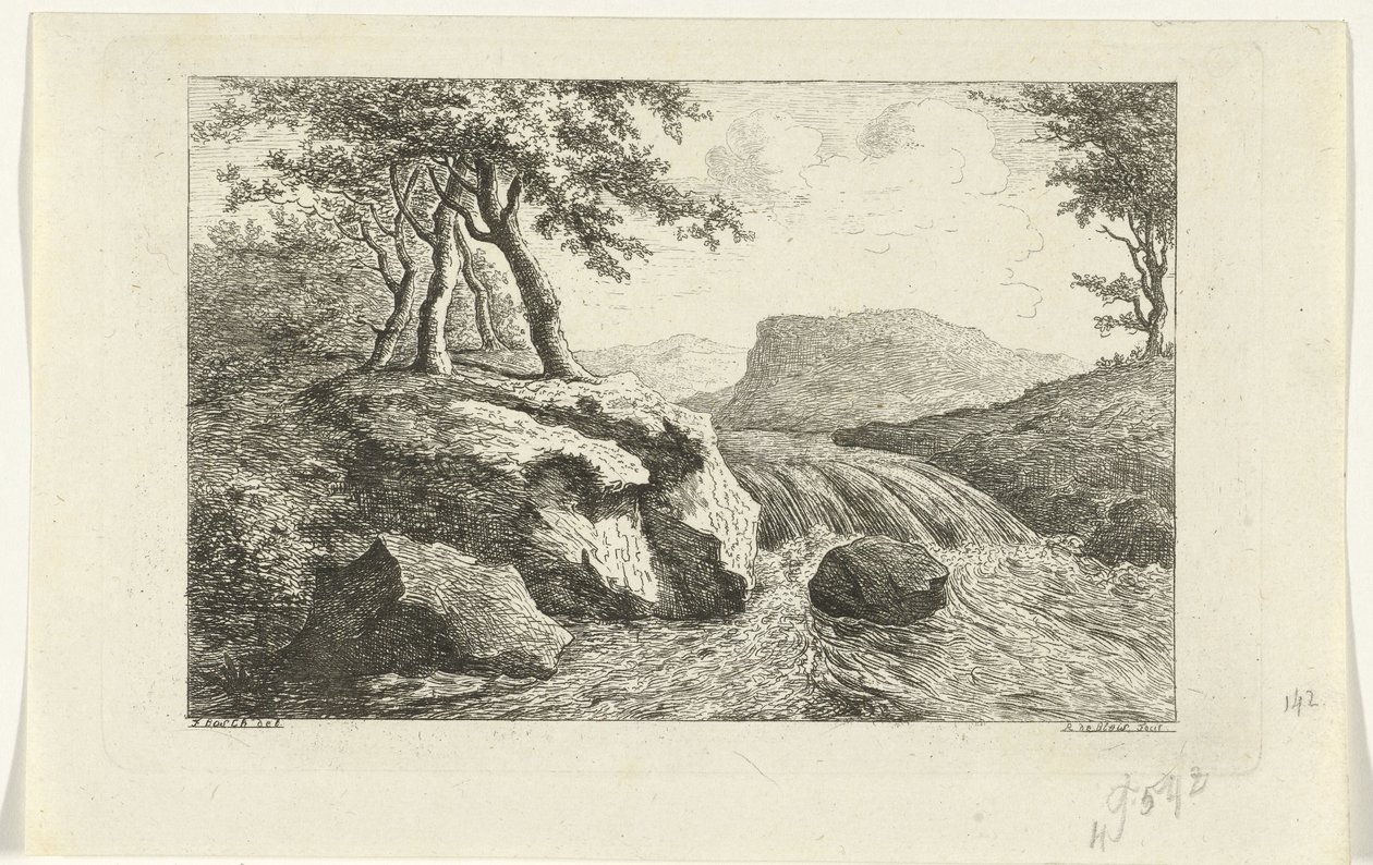 Landskap med vattenfall av Reinierus Albertus Ludovicus baron van Isendoorn à Blois