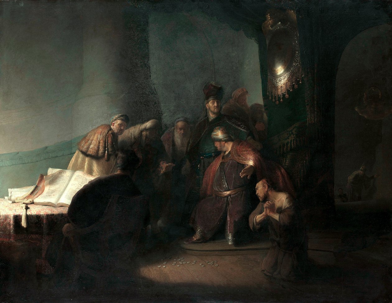 Judas lämnade tillbaka de trettio silverpenningarna av Rembrandt van Rijn