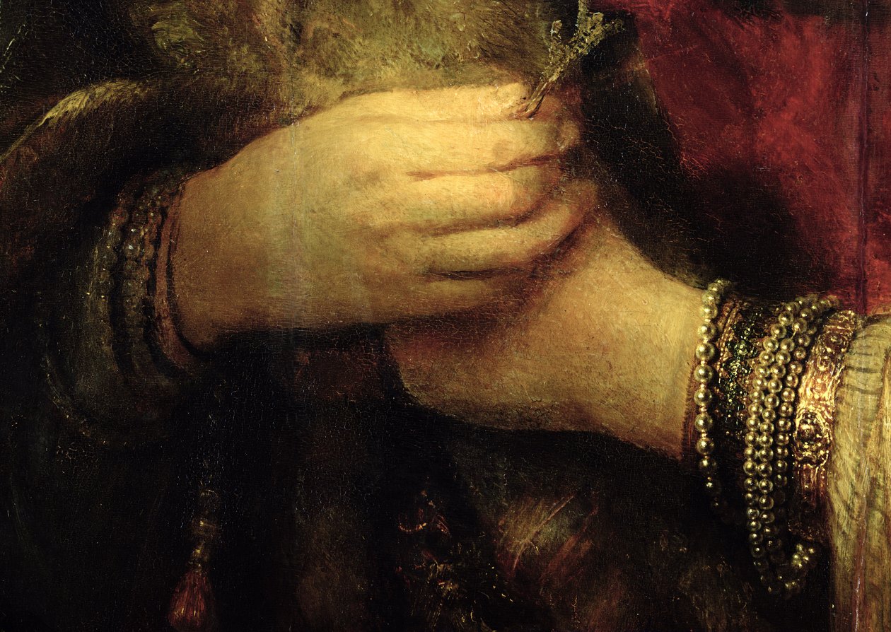 Portrait of Saskia van Uylenburgh (1612-42) in Rich Costume  (detail) (see 244316) av Rembrandt van Rijn