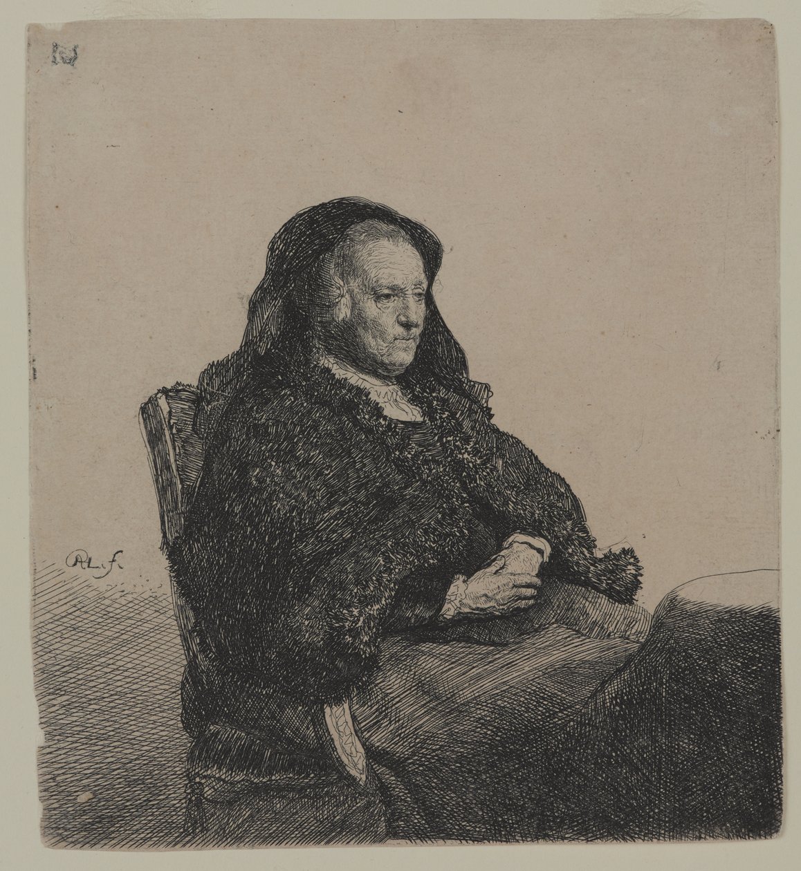 Rembrandts mor, ca 1631 (etsning på lagt papper) av Rembrandt van Rijn