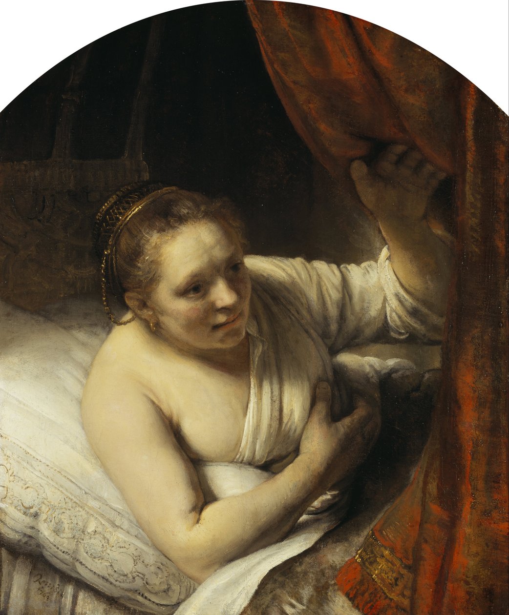 A Woman in Bed av Rembrandt van Rijn
