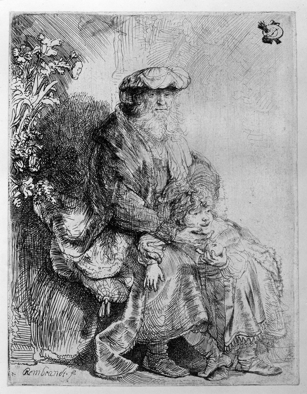 Abraham håller Isak i famnen, ca 1637 av Rembrandt van Rijn