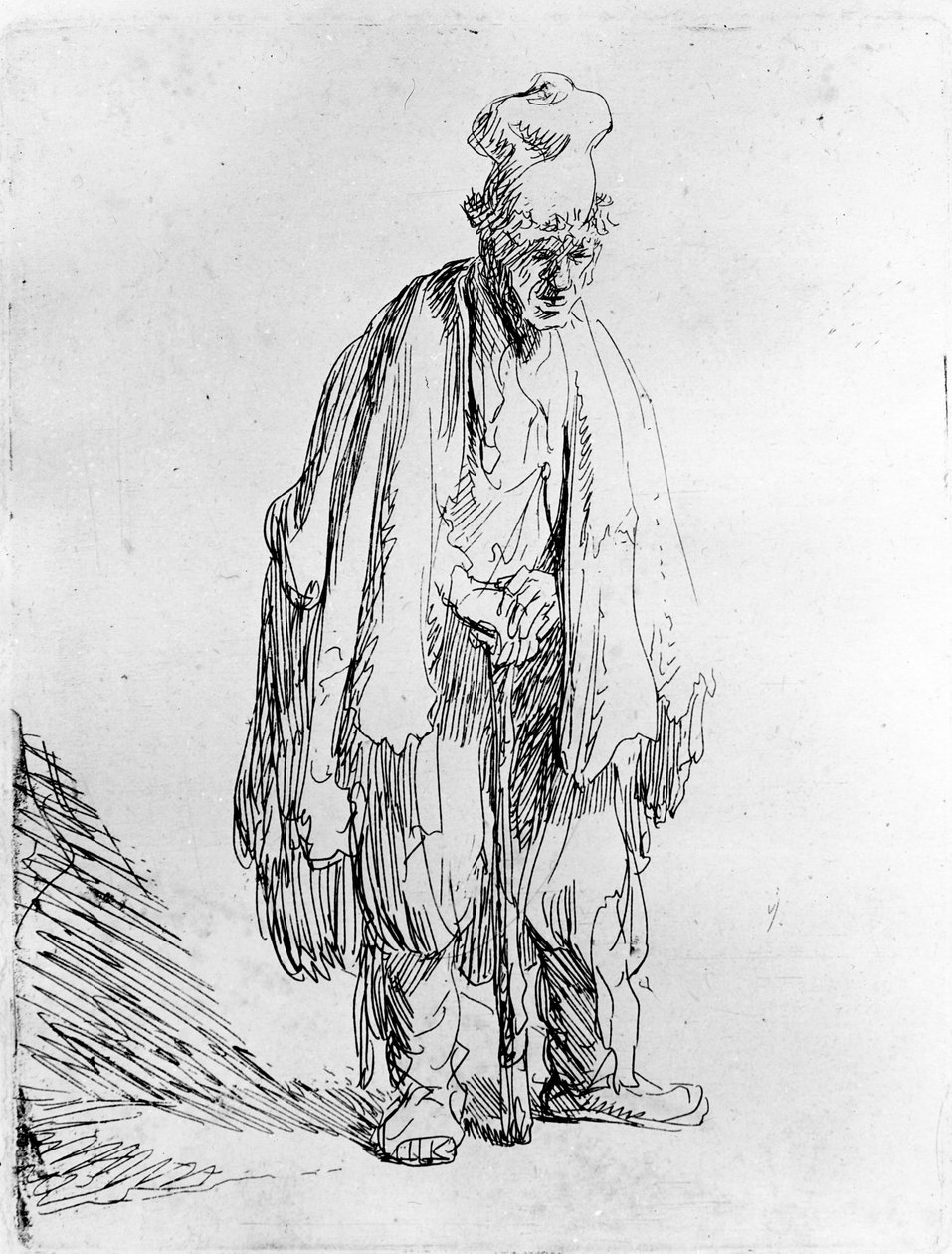Tiggare i hög mössa, c.1630 av Rembrandt van Rijn