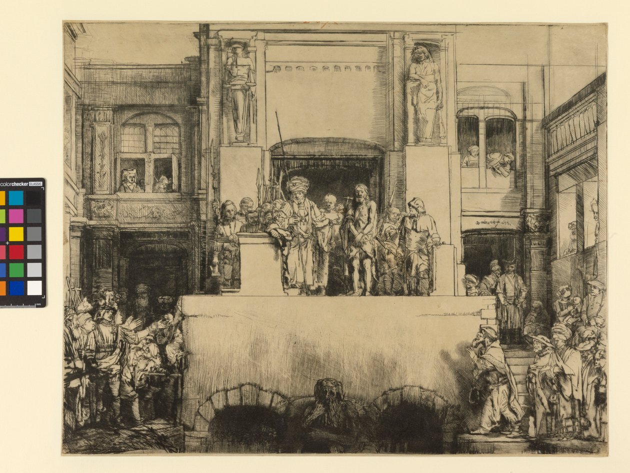 Kristus presenterad för folket, 1655 (torrnål tryckt på papper) av Rembrandt van Rijn