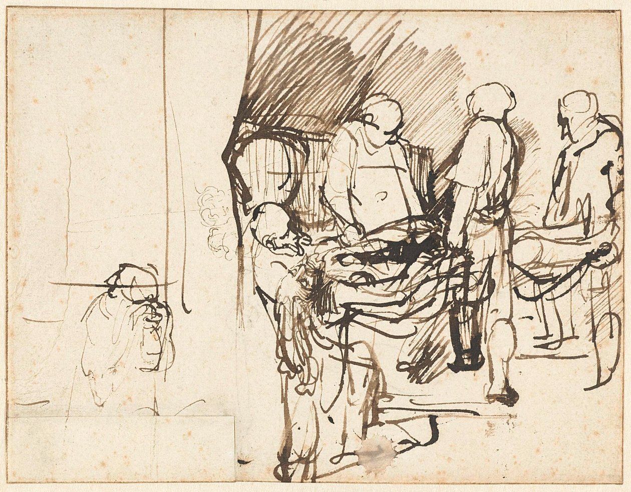De Graflegging over een schets van een beul av Rembrandt van Rijn