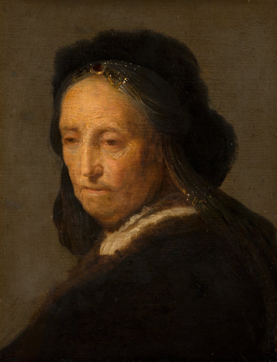 Porträtt av en gammal kvinna, ca 1600-1700 av Rembrandt van Rijn