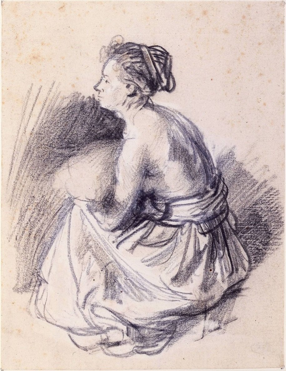 Seated Woman, Naked to the Waist av Rembrandt van Rijn