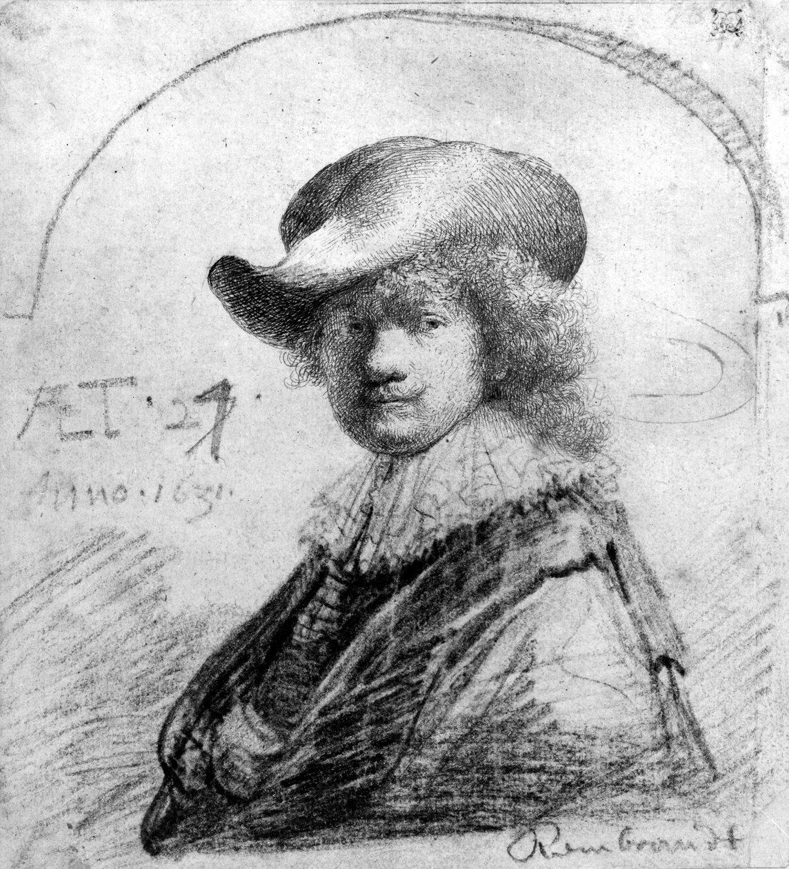 Selvportræt, ca av Rembrandt van Rijn