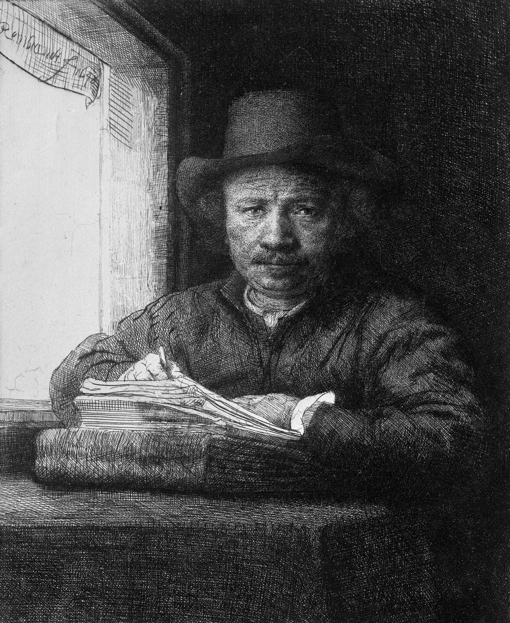 Picha ya kibinafsi wakati wa kuchora, 1648 swed av Rembrandt van Rijn