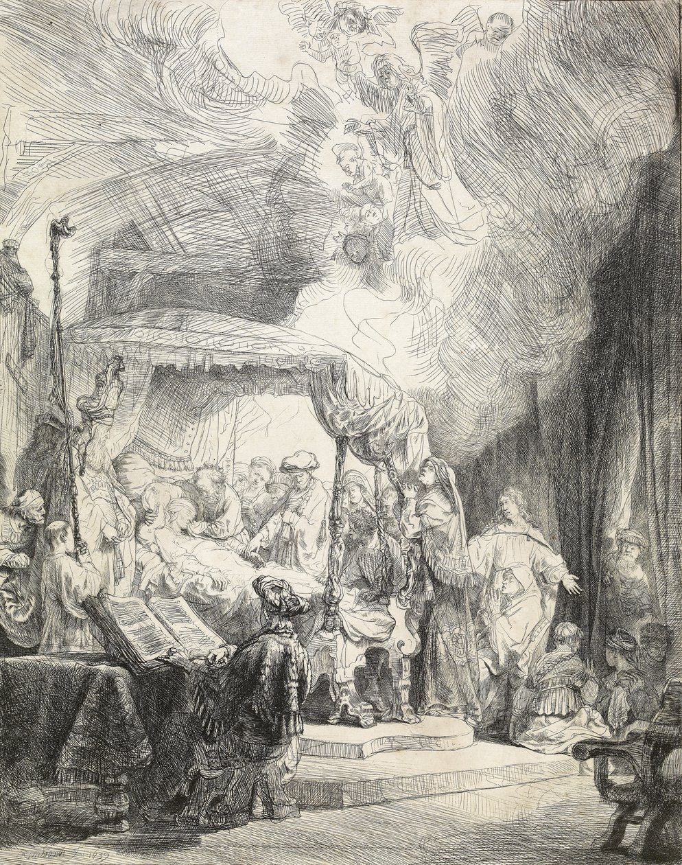 The Death of the Virgin, 1639 (etsning och torrnål) av Rembrandt van Rijn