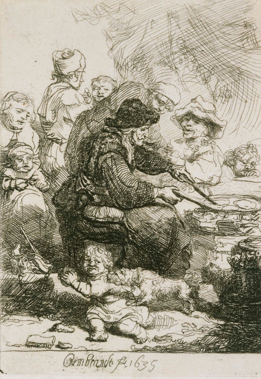 The Pancake Woman, state III av Rembrandt van Rijn
