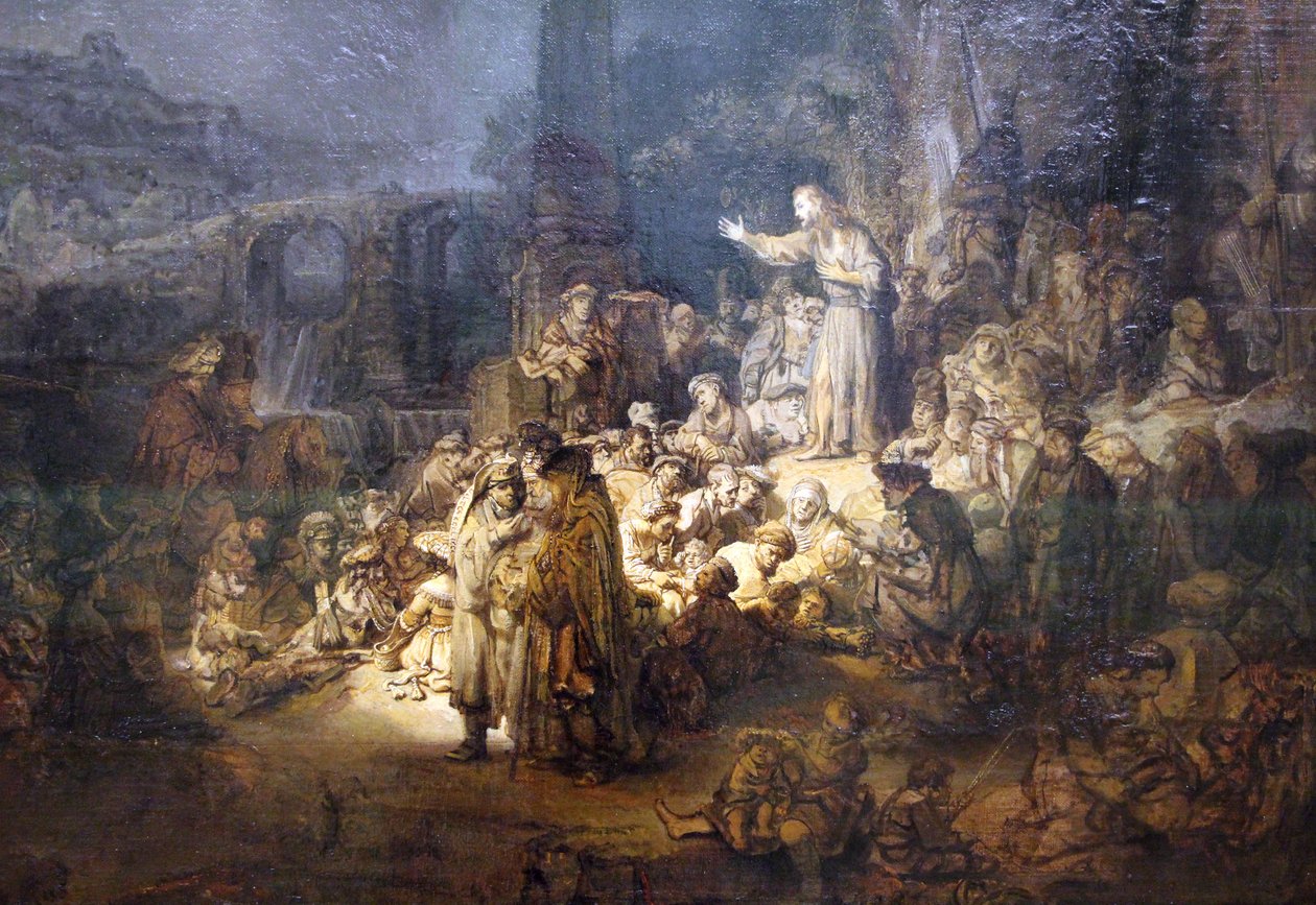 baptist predikan av Rembrandt van Rijn