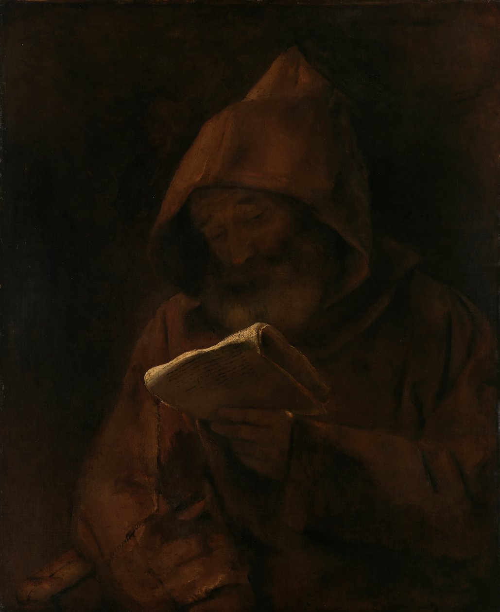 En munk som läser, 1661. av Rembrandt van Rijn