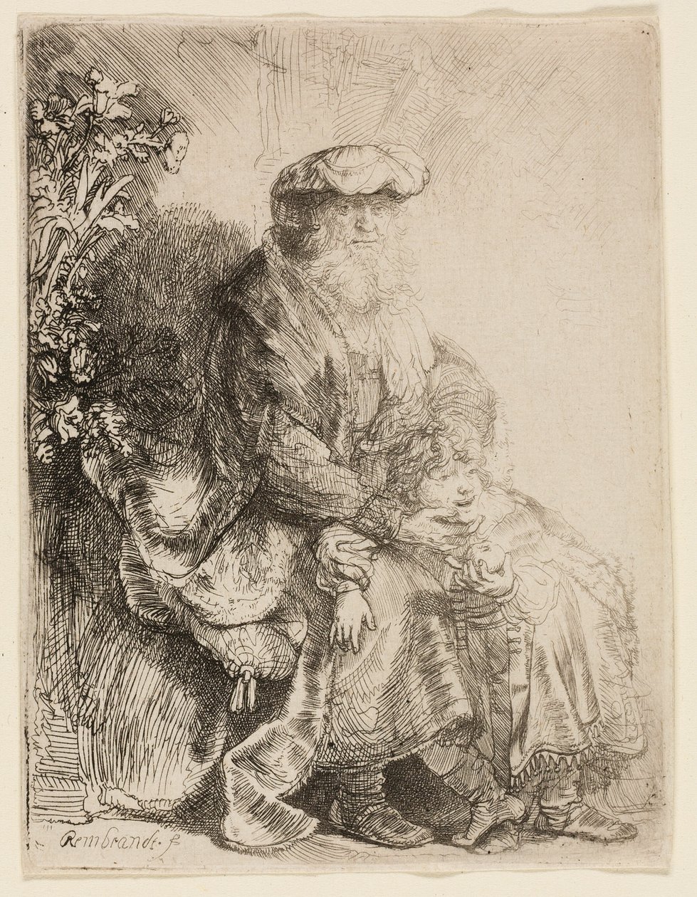 Abraham smeker Isaac av Rembrandt van Rijn