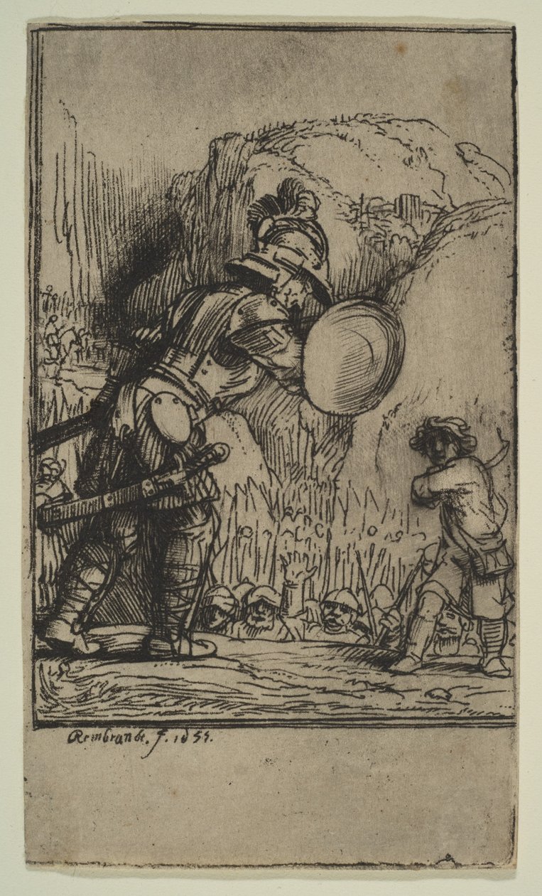 David och Goliat, 1655. av Rembrandt van Rijn