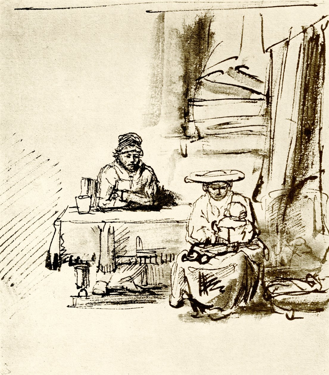 Familjens scen av Rembrandt van Rijn