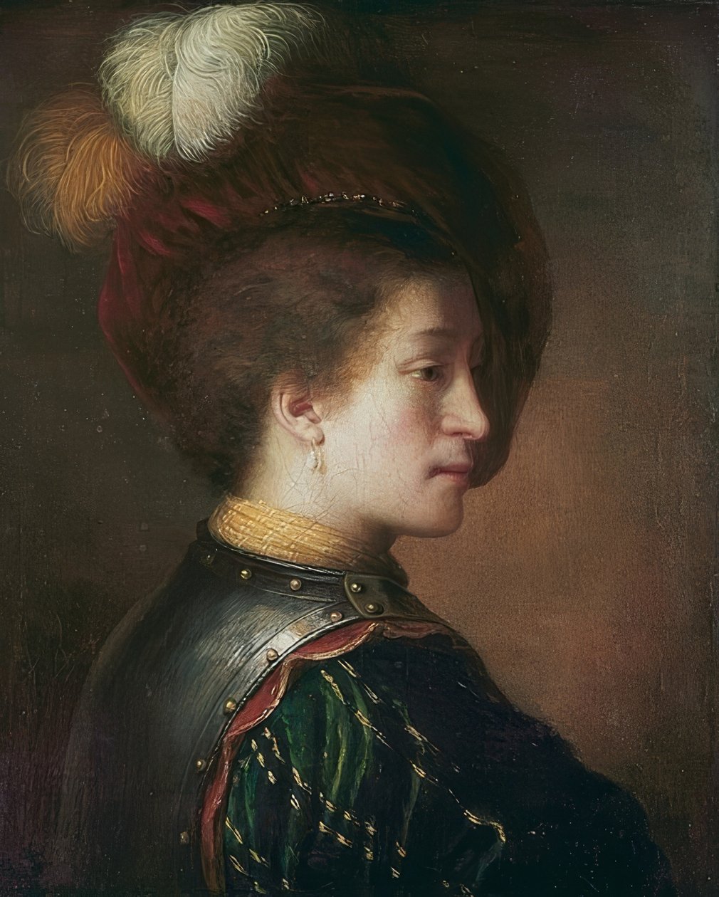Man med fjäderhatt av Rembrandt van Rijn