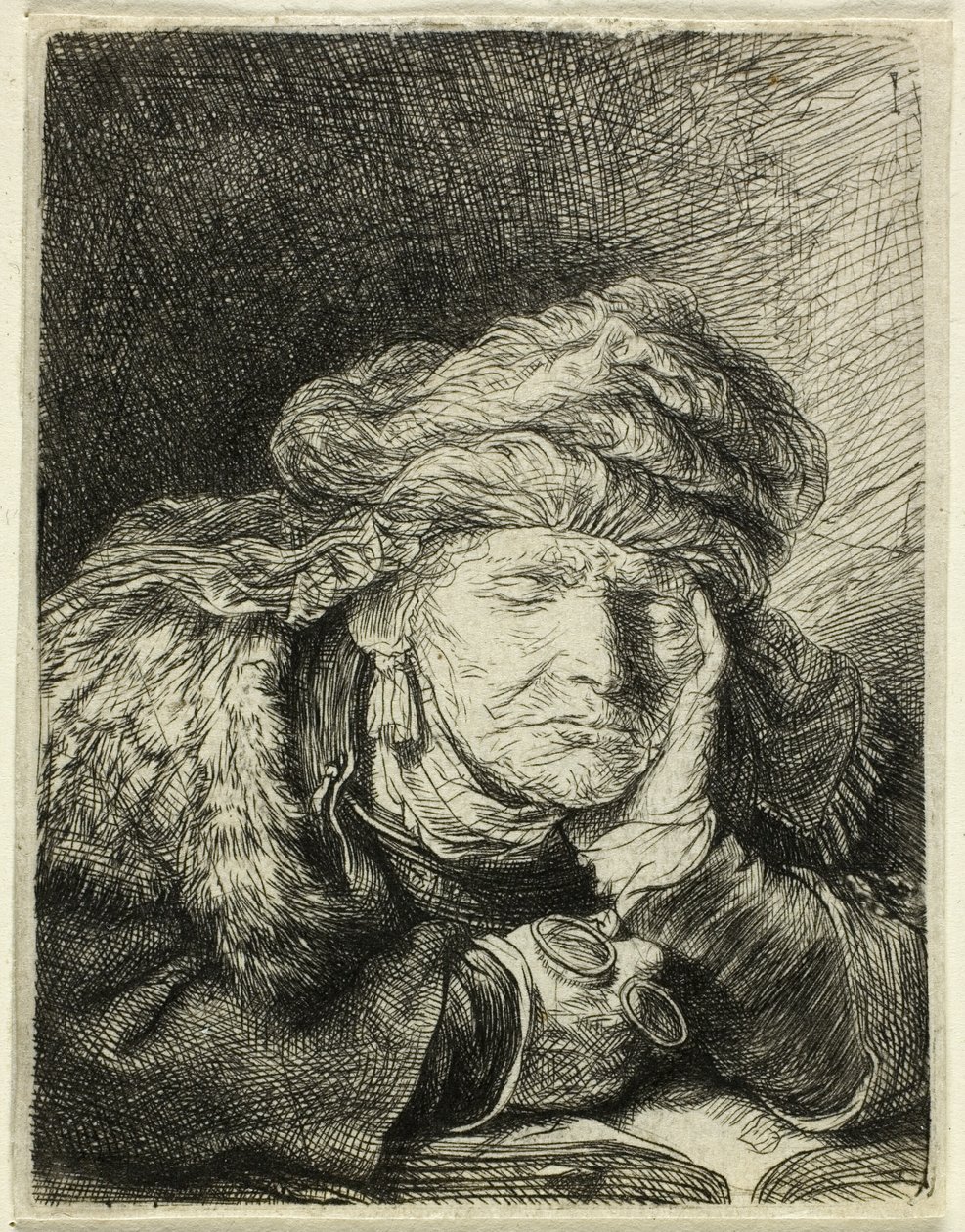 Gammal kvinna som sover av Rembrandt van Rijn