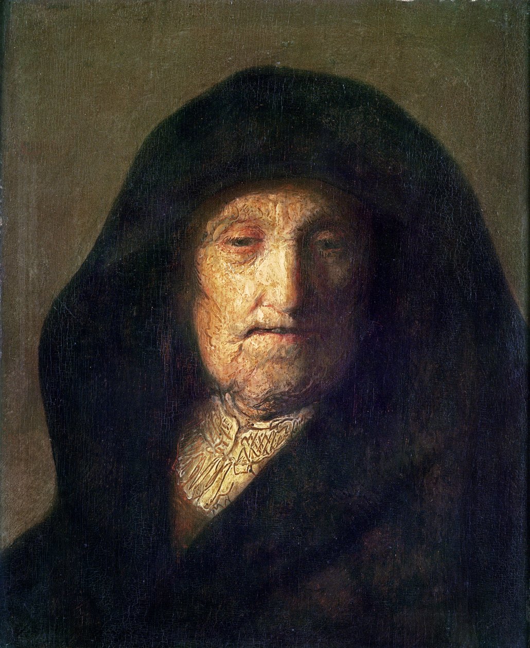 Konstnärens mor (olja) av Rembrandt van Rijn