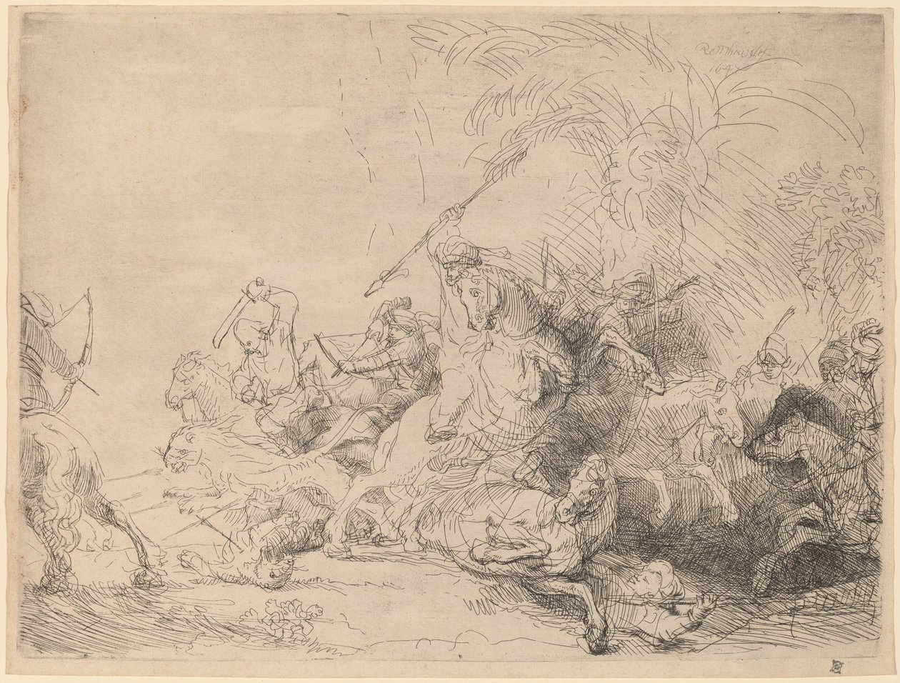 Den stora lejonjakten av Rembrandt van Rijn