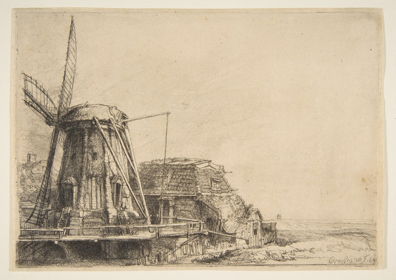 Väderkvarnen, 1641. av Rembrandt van Rijn