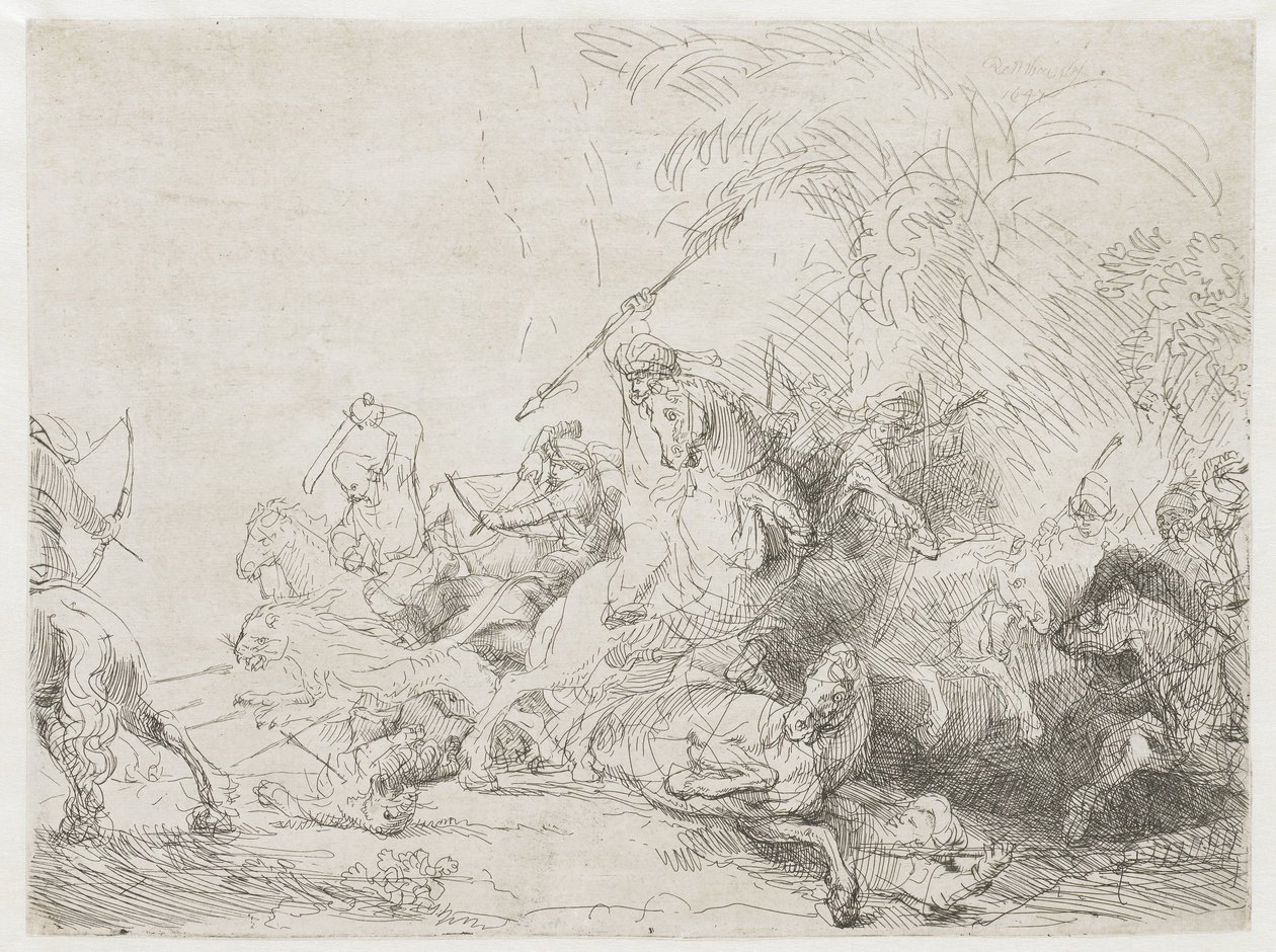 Den stora lejonjakten av Rembrandt van Rijn