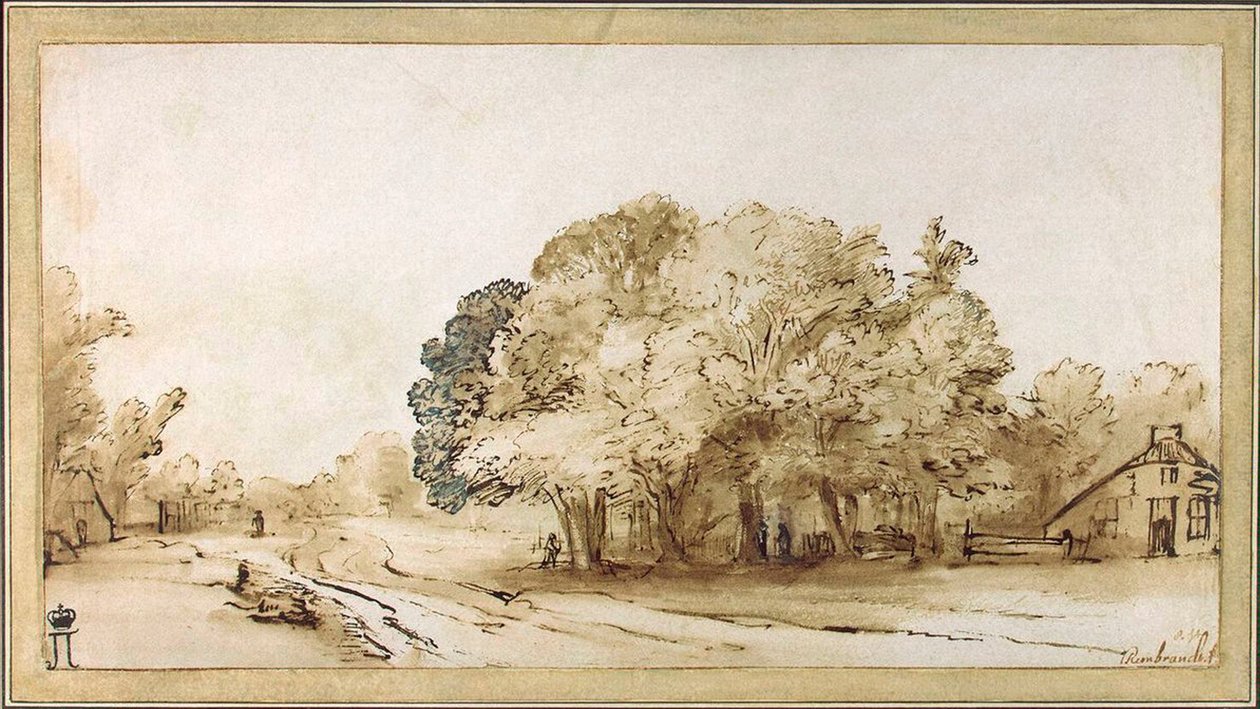 Village Road, c1650. av Rembrandt van Rijn